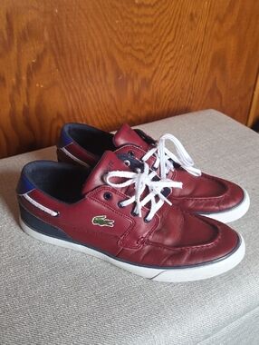Lacoste Men’s Burgundy and Navy Leather Boat Shoes